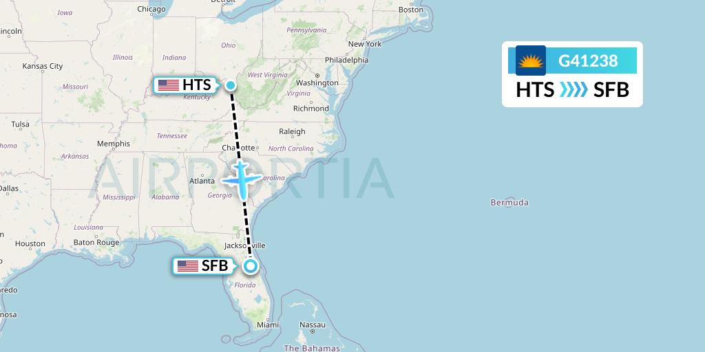 G41238 Allegiant Air Flight Map: Huntington to Orlando