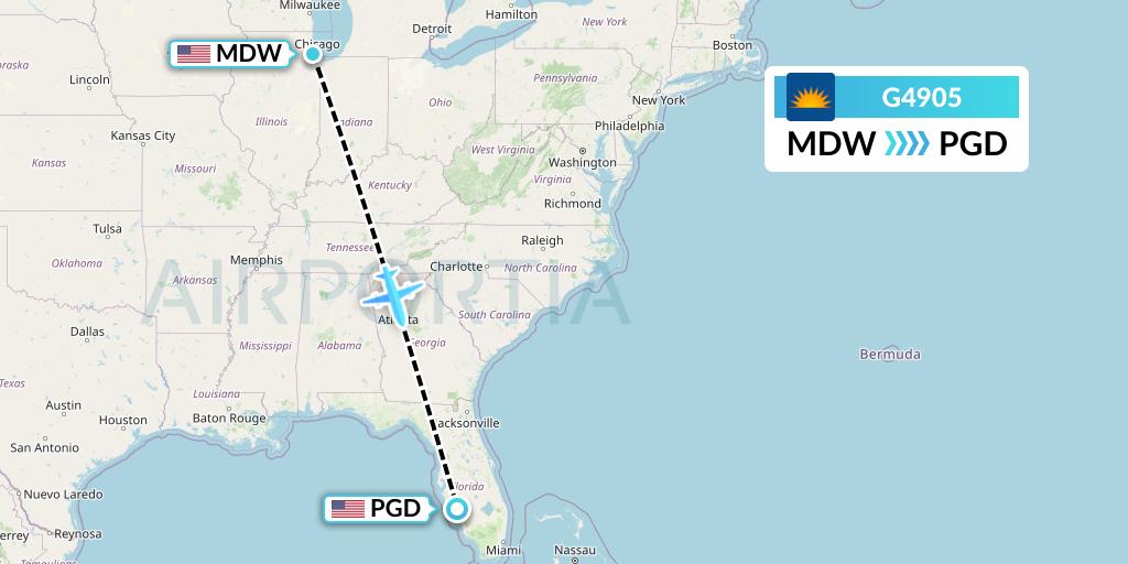 G4905 Allegiant Air Flight Map: Chicago to Punta Gorda