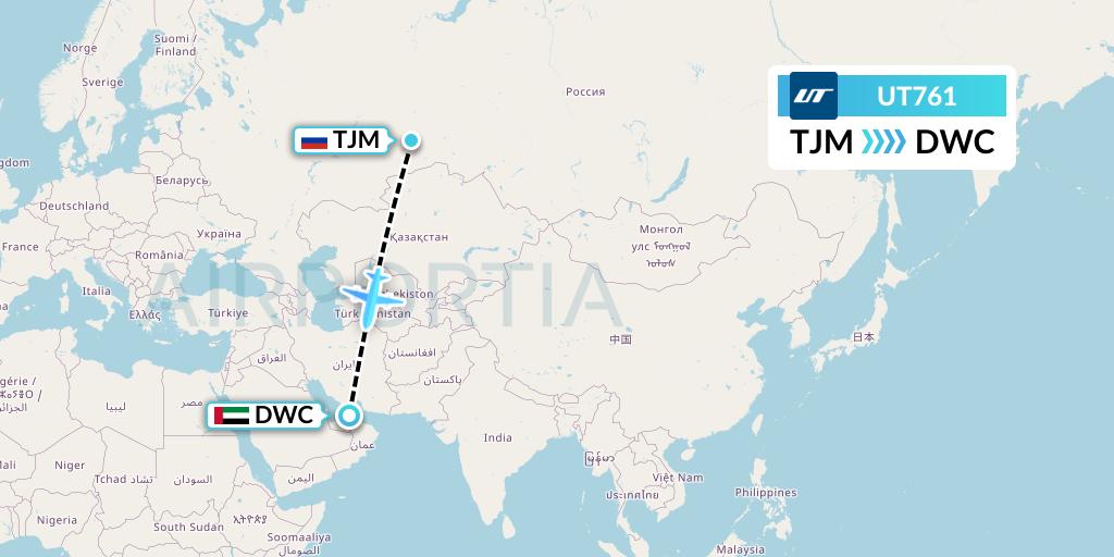 UT761 UTair Flight Map: Tyumen to Dubai
