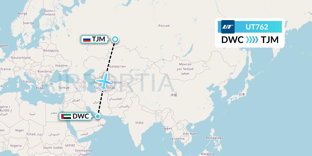 UT762 UTair Flight Map: Dubai to Tyumen