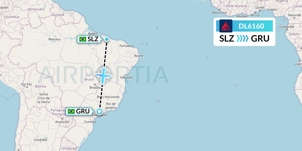 DL6160 Delta Air Lines Flight Map: Sao Luis to Sao Paulo