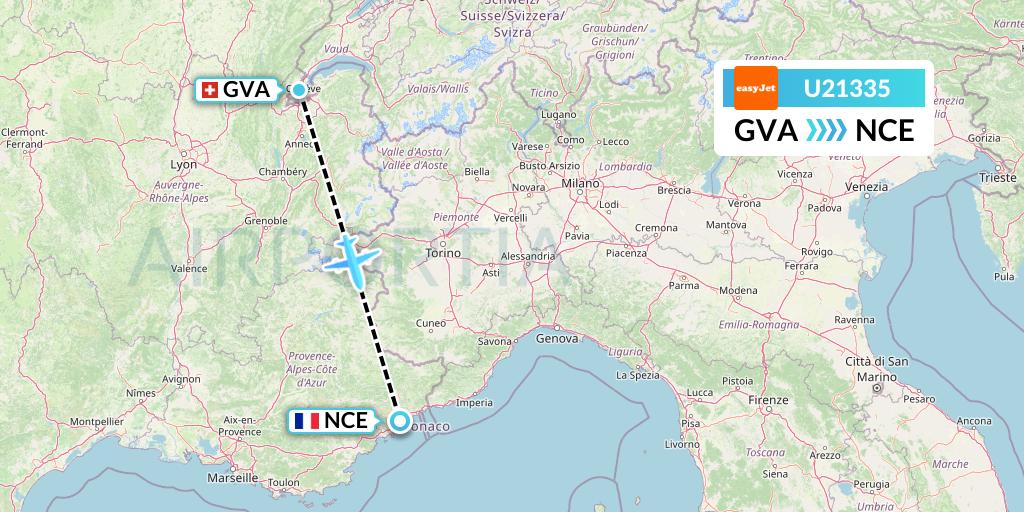 U21335 EasyJet Flight Map: Geneva to Nice