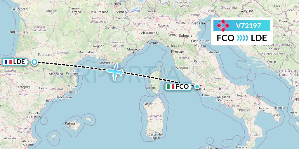 V72197 Volotea Flight Map: Rome to Tarbes