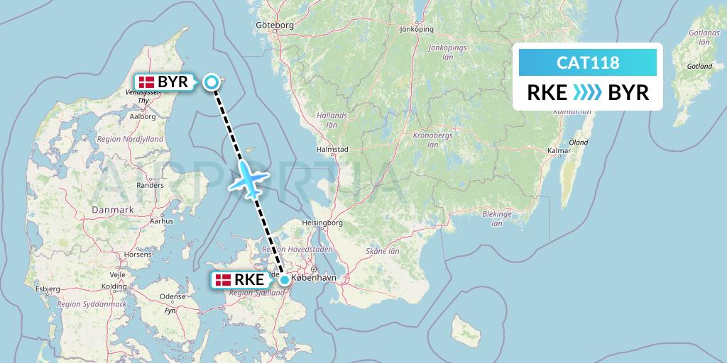 CAT118 Copenhagen Airtaxi Flight Map: Roskilde to Laeso