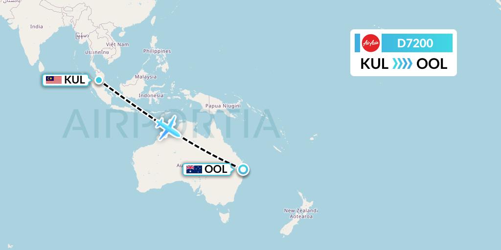 D7200 Flight Status AirAsia X Kuala Lumpur to Gold Coast (XAX200)