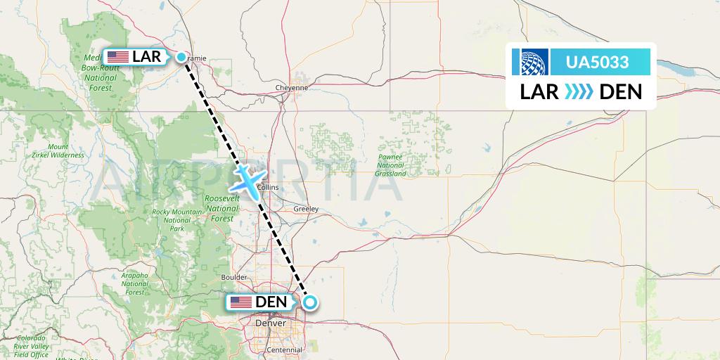UA5033 United Airlines Flight Map: Laramie to Denver