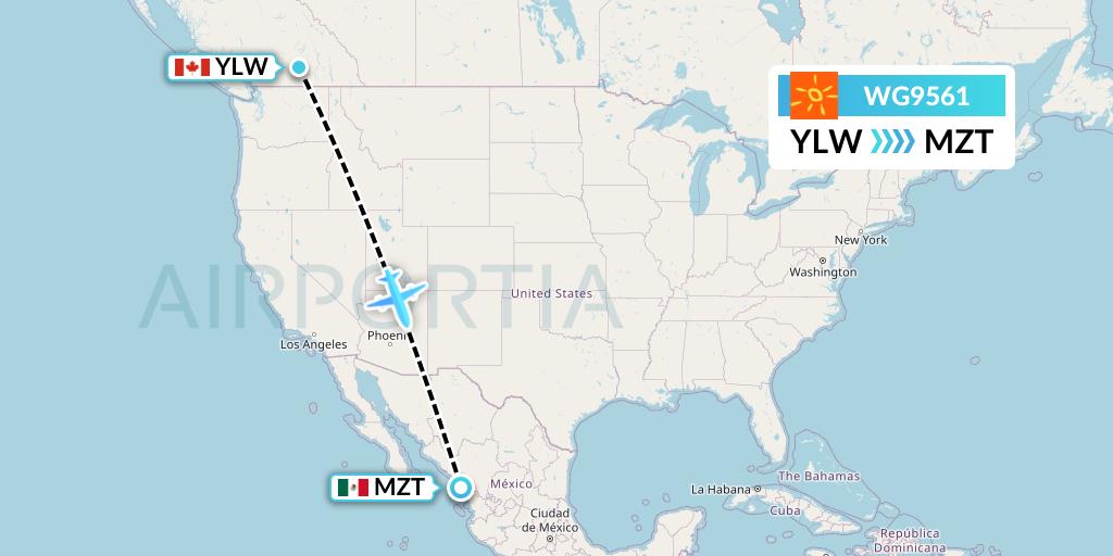 WG9561 Flight Status Sunwing Airlines Kelowna to Mazatlan (SWG9561)
