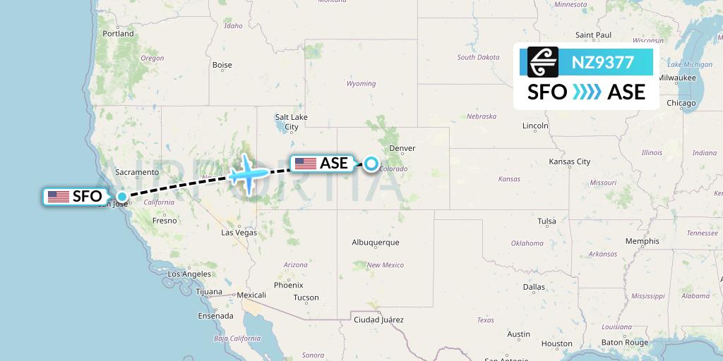 NZ9377 Air New Zealand Flight Map: San Francisco to Aspen