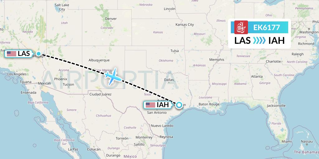 EK6177 Emirates Flight Map: Las Vegas to Houston