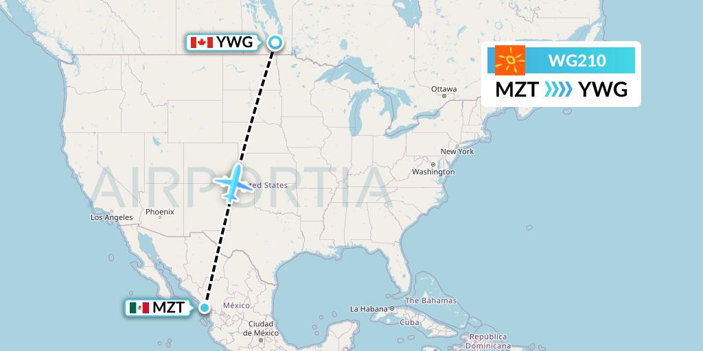 WG210 Flight Status Sunwing Airlines Mazatlan to Winnipeg (SWG210)