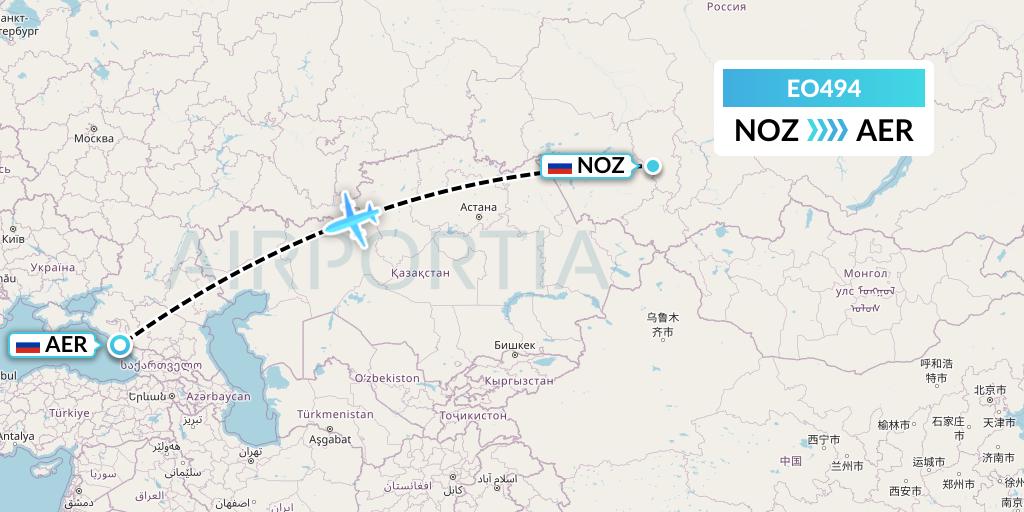 EO494 Pegas Fly Flight Map: Novokuznetsk to Sochi