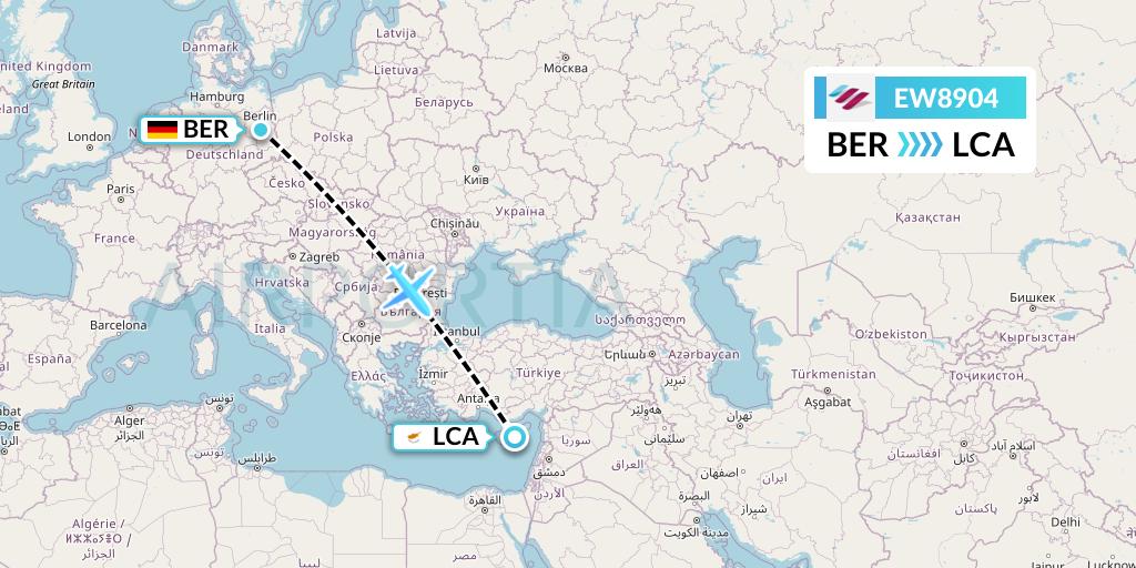 EW8904 Eurowings Flight Map: Berlin to Larnaca