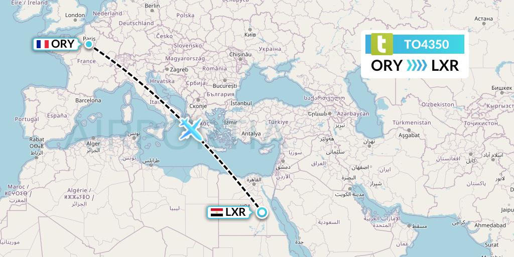 TO4350 Transavia France Flight Map: Paris to Luxor