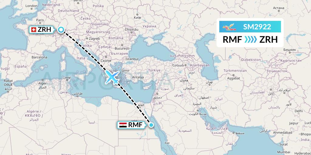 SM2922 Air Cairo Flight Map: Marsa Alam to Zurich