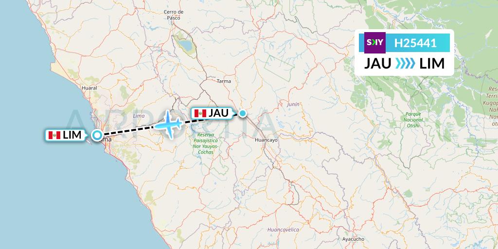 H25441 Sky Airline Flight Map: Jauja to Lima