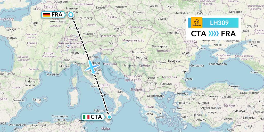 LH309 Lufthansa Flight Map: Catania to Frankfurt