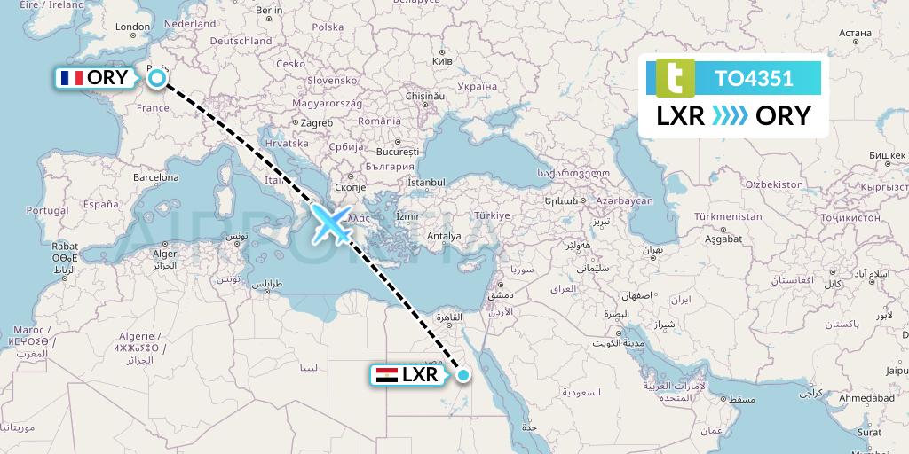 TO4351 Transavia France Flight Map: Luxor to Paris