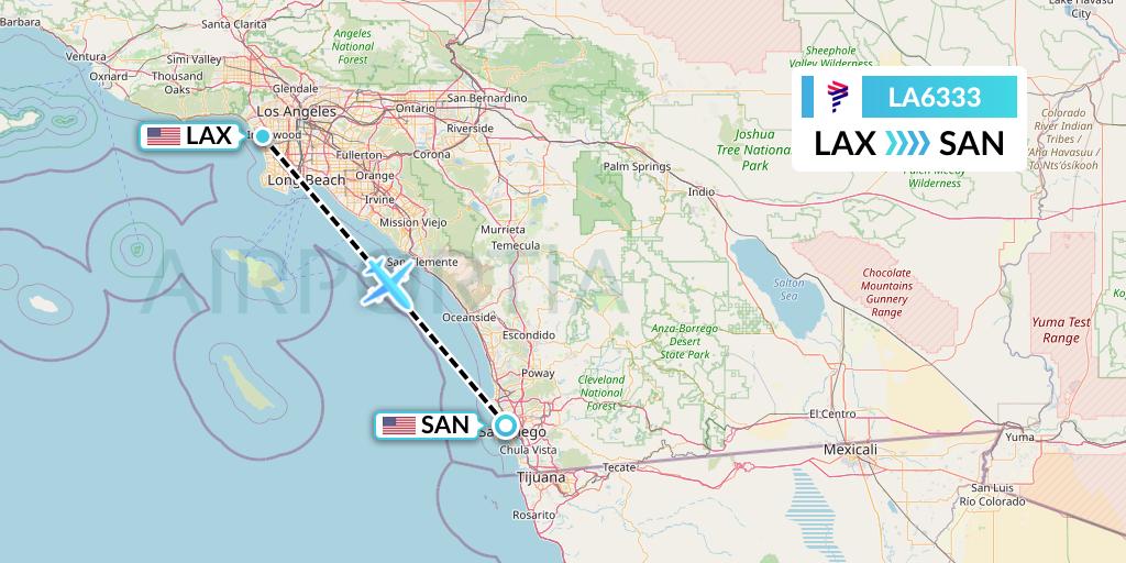 LA6333 Flight Status LAN Airlines Los Angeles to San Diego (LAN6333)