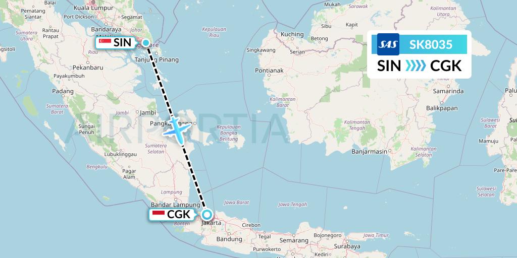 SK8035 SAS Flight Map: Singapore to Jakarta