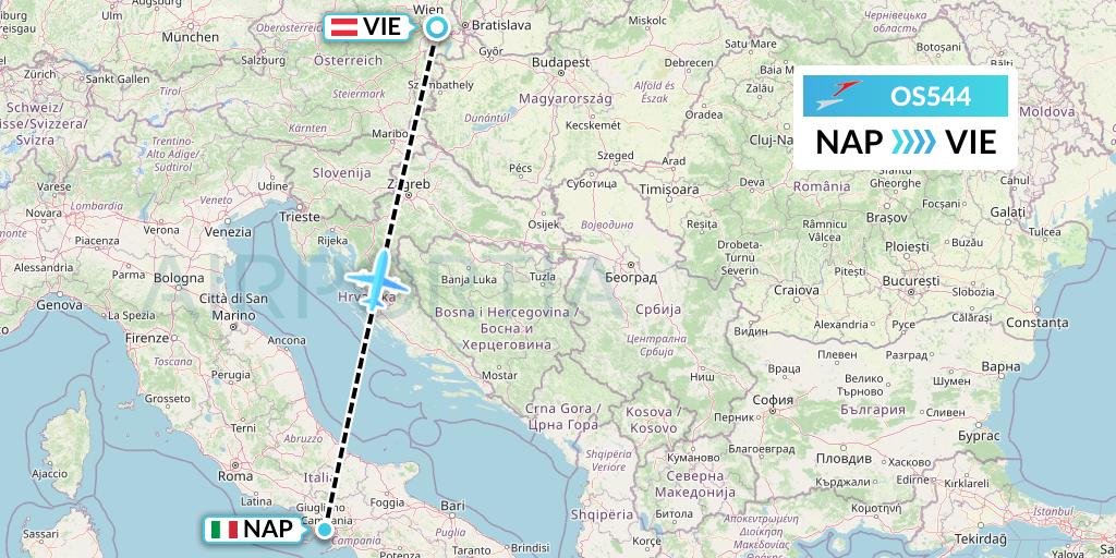 OS544 Austrian Airlines Flight Map: Naples to Vienna
