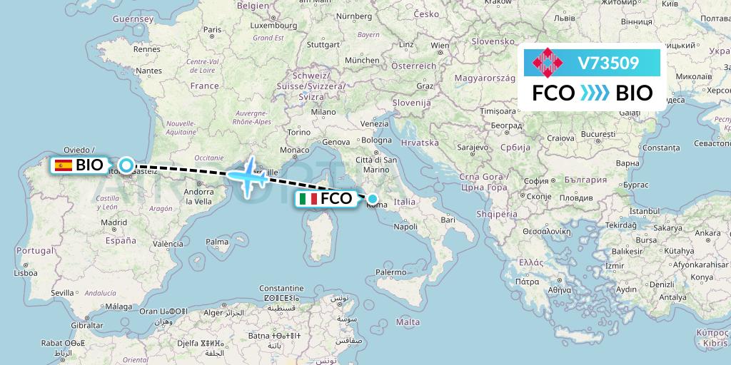 V73509 Volotea Flight Map: Rome to Bilbao