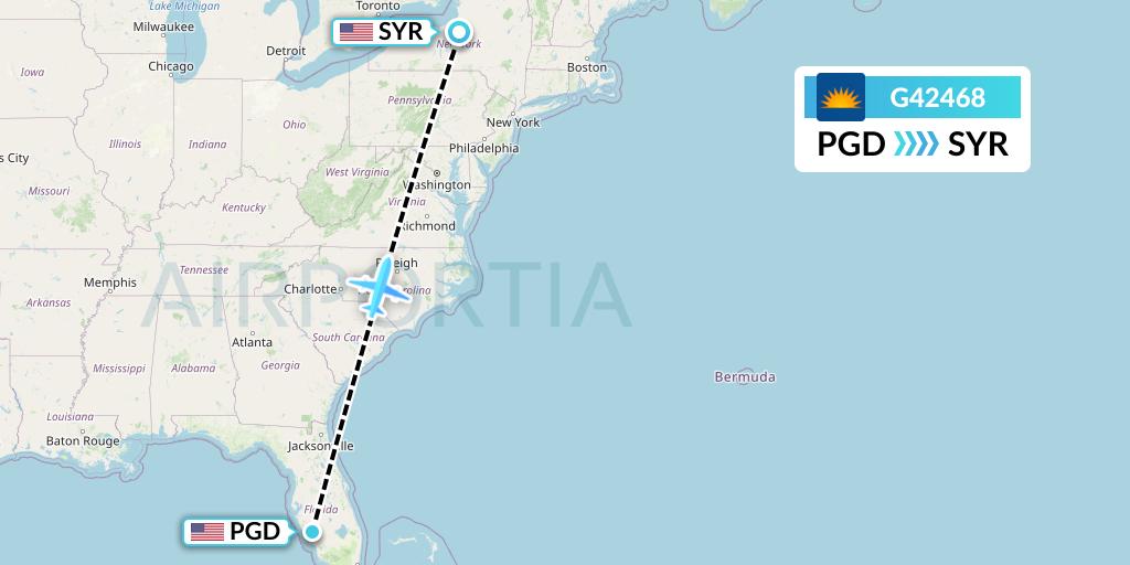 G42468 Allegiant Air Flight Map: Punta Gorda to Syracuse