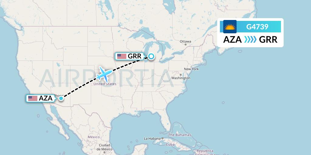 G4739 Allegiant Air Flight Map: Phoenix to Grand Rapids