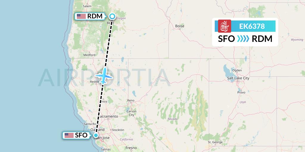 EK6378 Emirates Flight Map: San Francisco to Redmond
