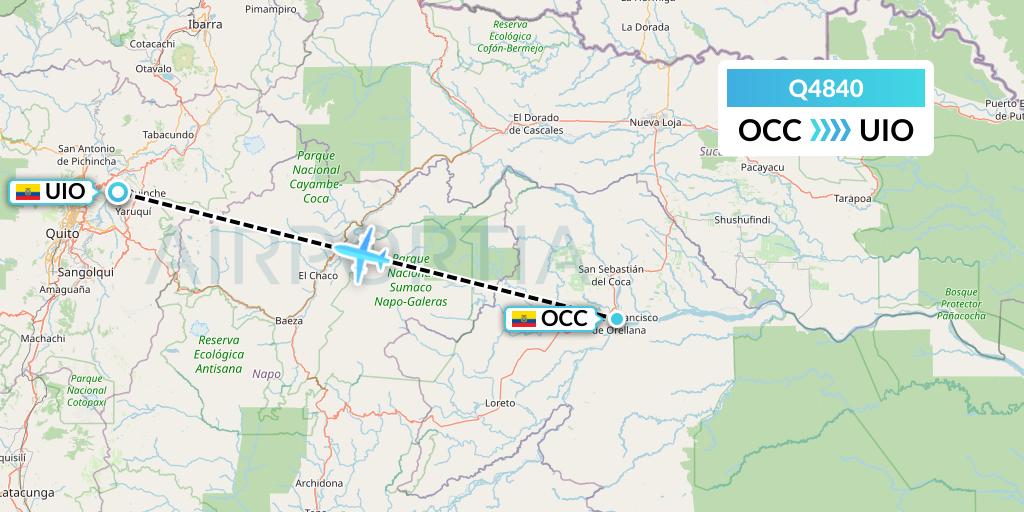 Q4840 Euroairlines Flight Map: Coca to Quito