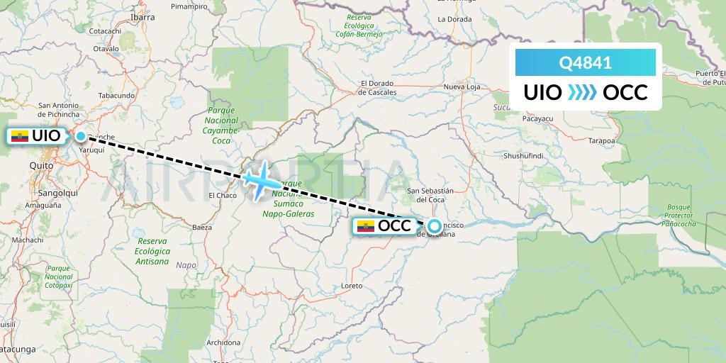Q4841 Euroairlines Flight Map: Quito to Coca