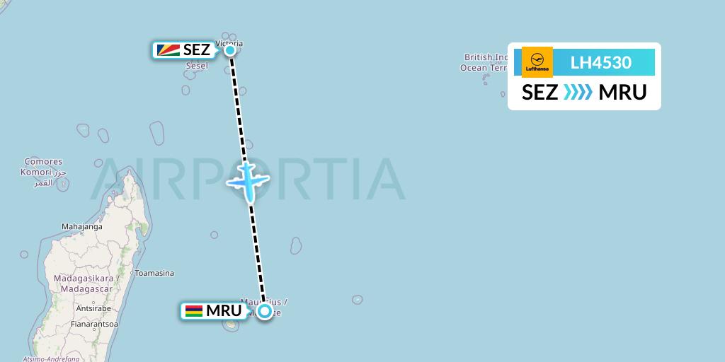 LH4530 Lufthansa Flight Map: Victoria to Port Louis