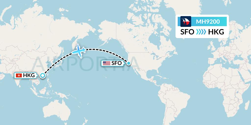 MH9200 Malaysia Airlines Flight Map: San Francisco to Hong Kong