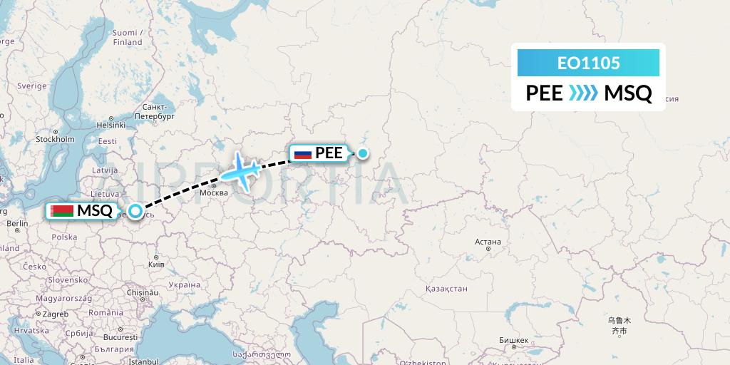 EO1105 Pegas Fly Flight Map: Perm to Minsk