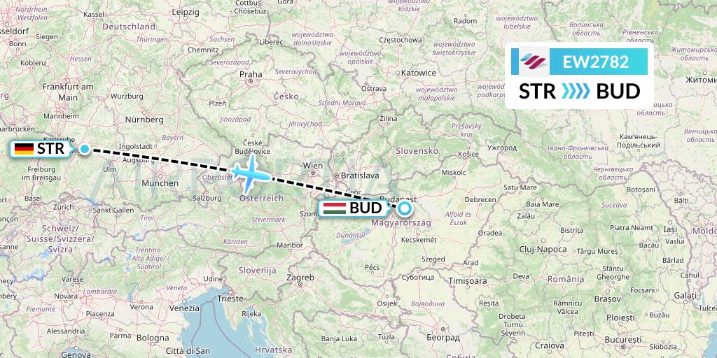 EW2782 Eurowings Flight Map: Stuttgart to Budapest