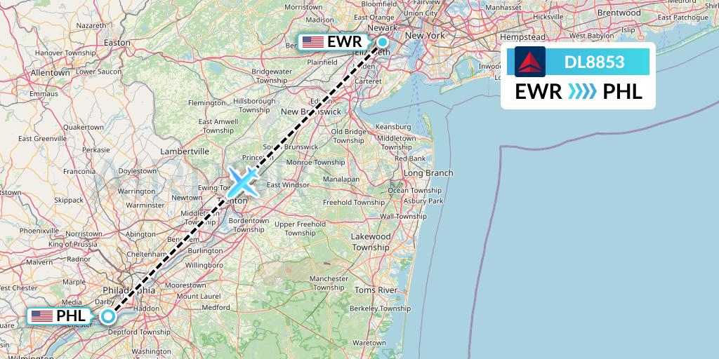 DL8853 Flight Status Delta Air Lines New York to Philadelphia (DAL8853)