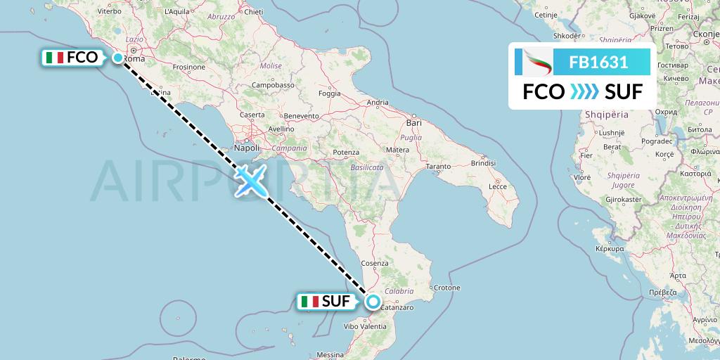 FB1631 Bulgaria Air Flight Map: Rome to Lamezia Terme