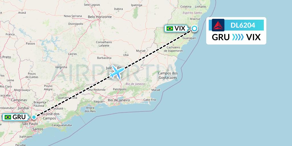 DL6204 Delta Air Lines Flight Map: Sao Paulo to Vitoria