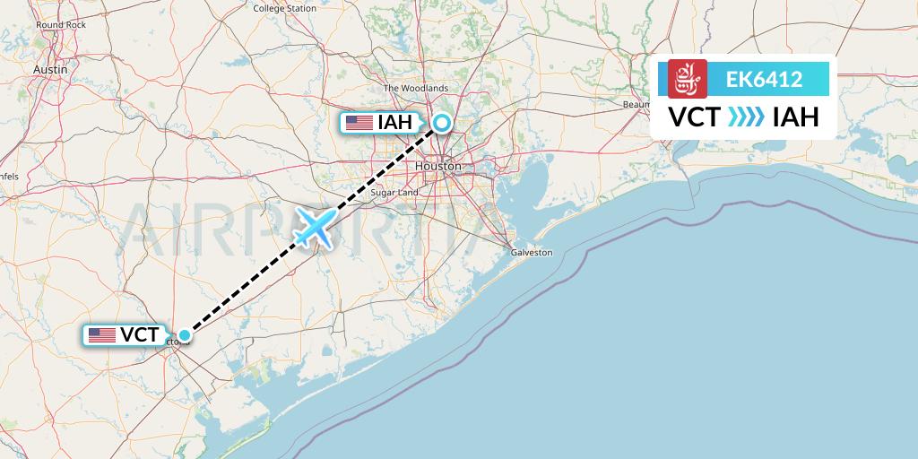 EK6412 Emirates Flight Map: Victoria to Houston