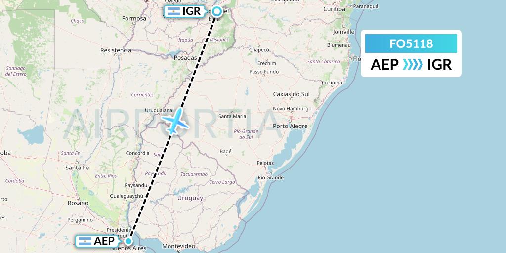 FO5118 Aero Flightops Uk Limited Flight Map: Buenos Aires to Puerto Iguazu