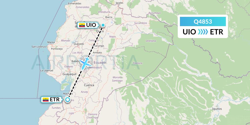 Q4853 Euroairlines Flight Map: Quito to Santa Rosa