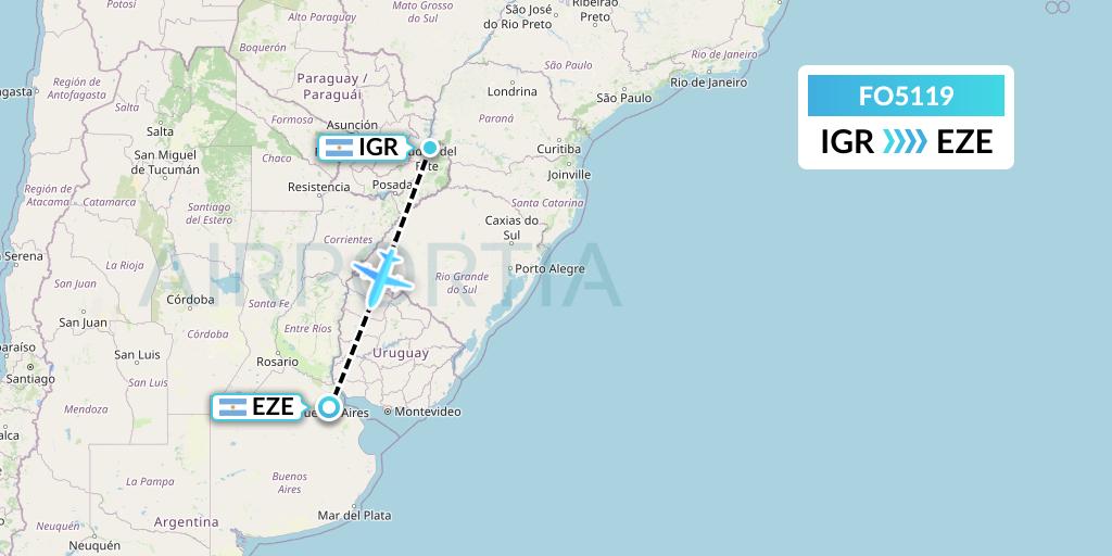 FO5119 Aero Flightops Uk Limited Flight Map: Puerto Iguazu to Buenos Aires