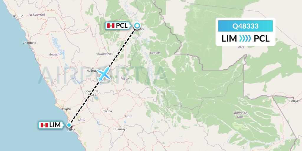 Q48333 Euroairlines Flight Map: Lima to Pucallpa