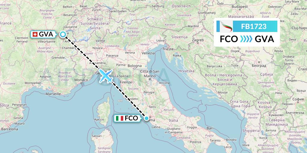 FB1723 Bulgaria Air Flight Map: Rome to Geneva
