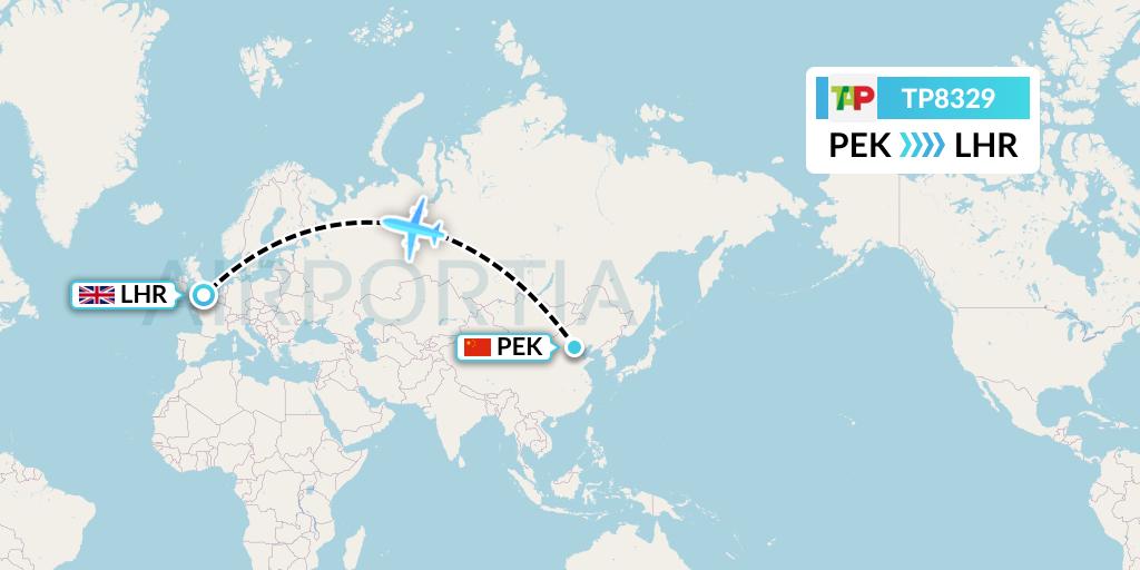 TP8329 TAP Portugal Flight Map: Beijing to London