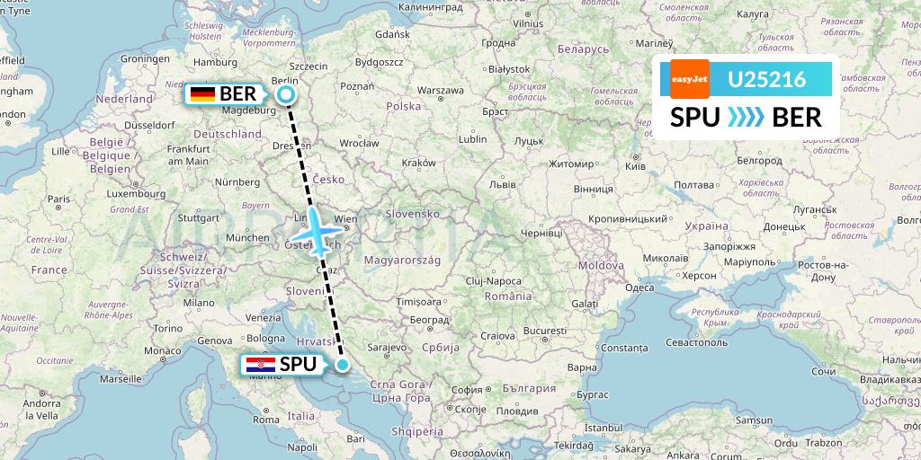 U25216 EasyJet Flight Map: Split to Berlin