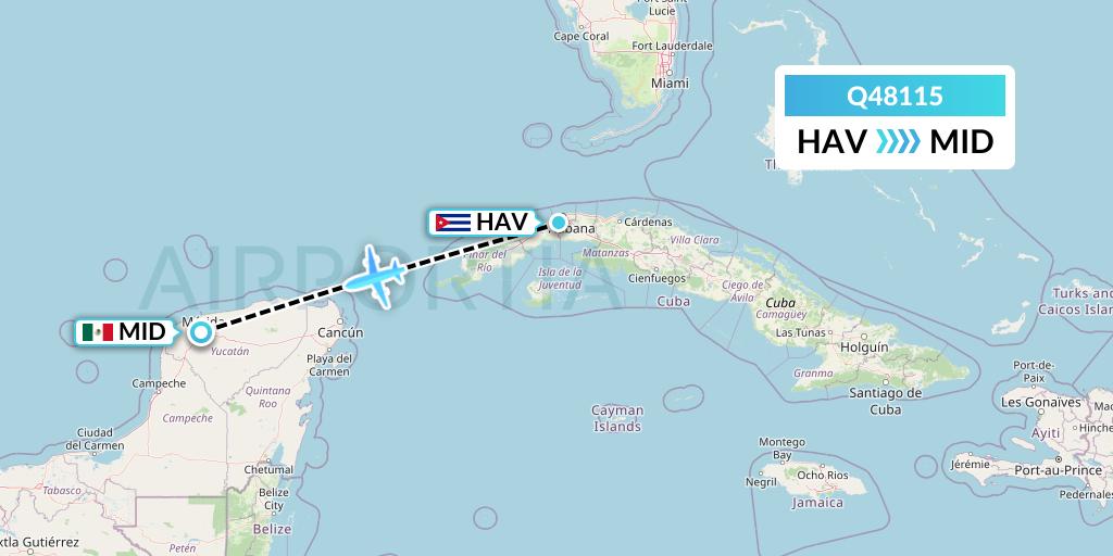 Q48115 Euroairlines Flight Map: Havana to Merida