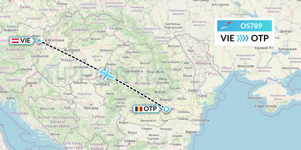 OS789 Austrian Airlines Flight Map: Vienna to Bucharest