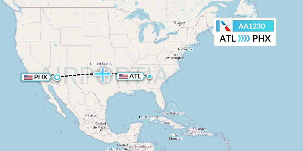 AA1230 American Airlines Flight Map: Atlanta to Phoenix