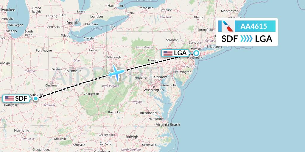 AA4615 American Airlines Flight Map: Louisville to New York