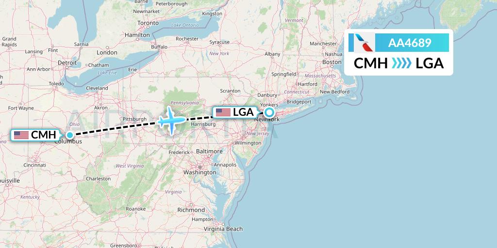 AA4689 American Airlines Flight Map: Columbus to New York